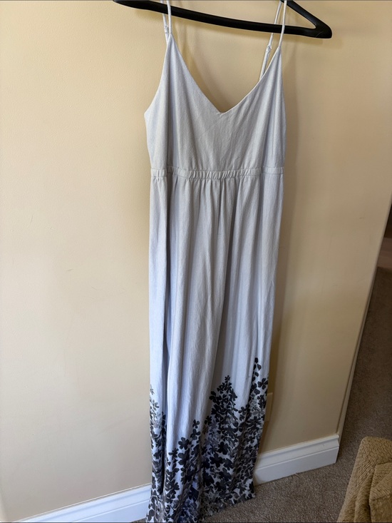 Old Navy Dresses & Skirts - Old Navy Light Blue Maxi Dress with Dark Floral Hem